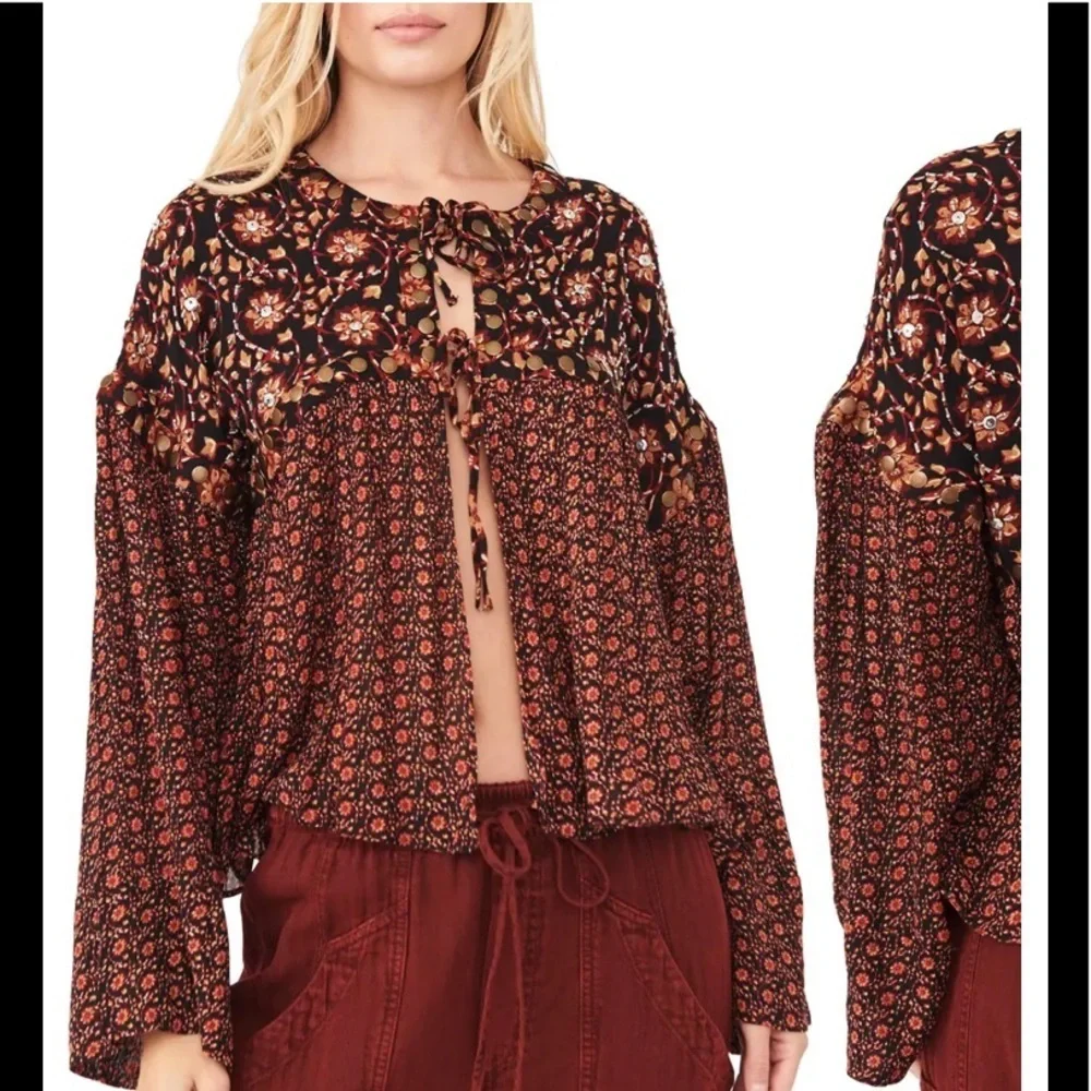 NWT Free People Malia Babydoll Jacket Blouse size Large